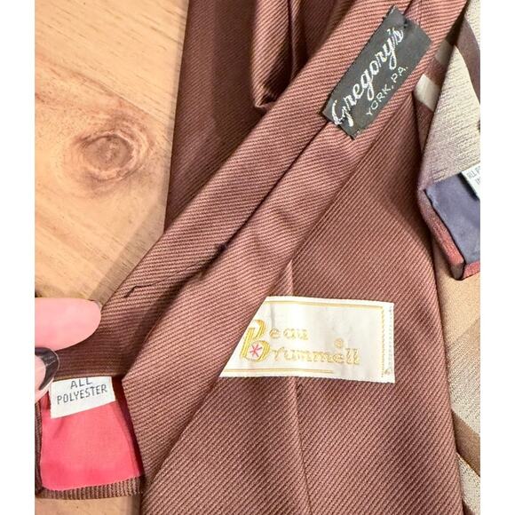 VTG 70s Lot 3 Wide Neck Ties Polyester Brown Costume Cosplay Refashion Groovy - Picture 2 of 7